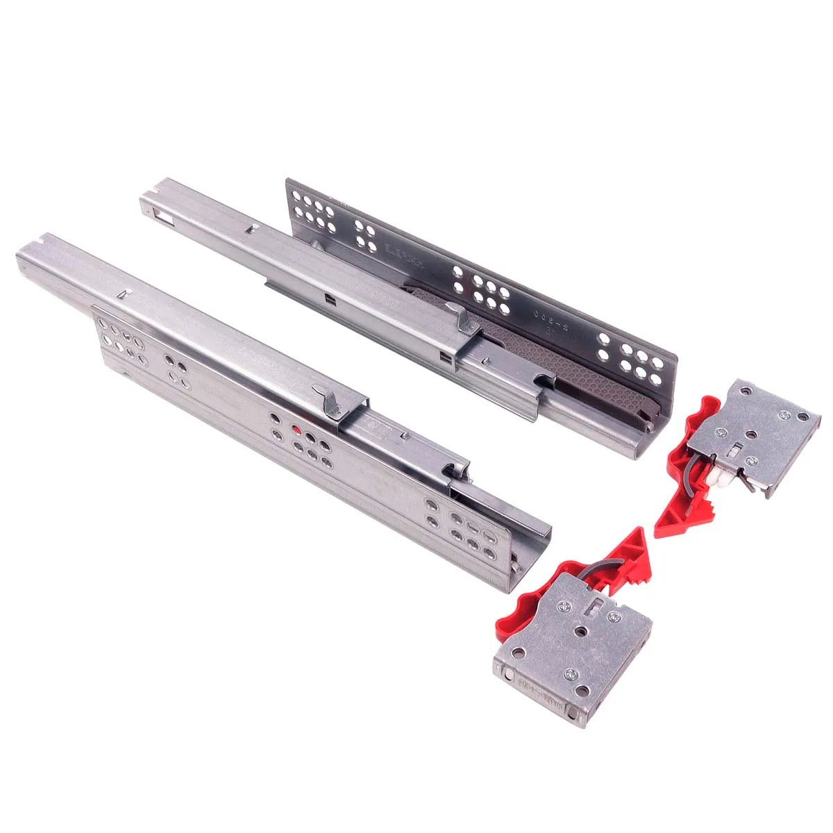 Corrediça invisivel mostrada avulsa em fundo branco